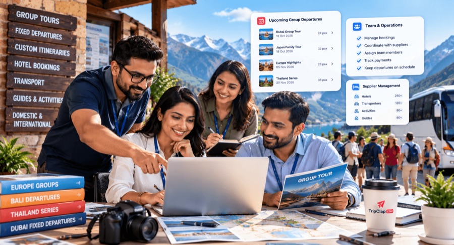 Tour operator team planning group departures